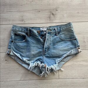 One Teaspoon Women’s Light Blue Distressed Denim Shorts